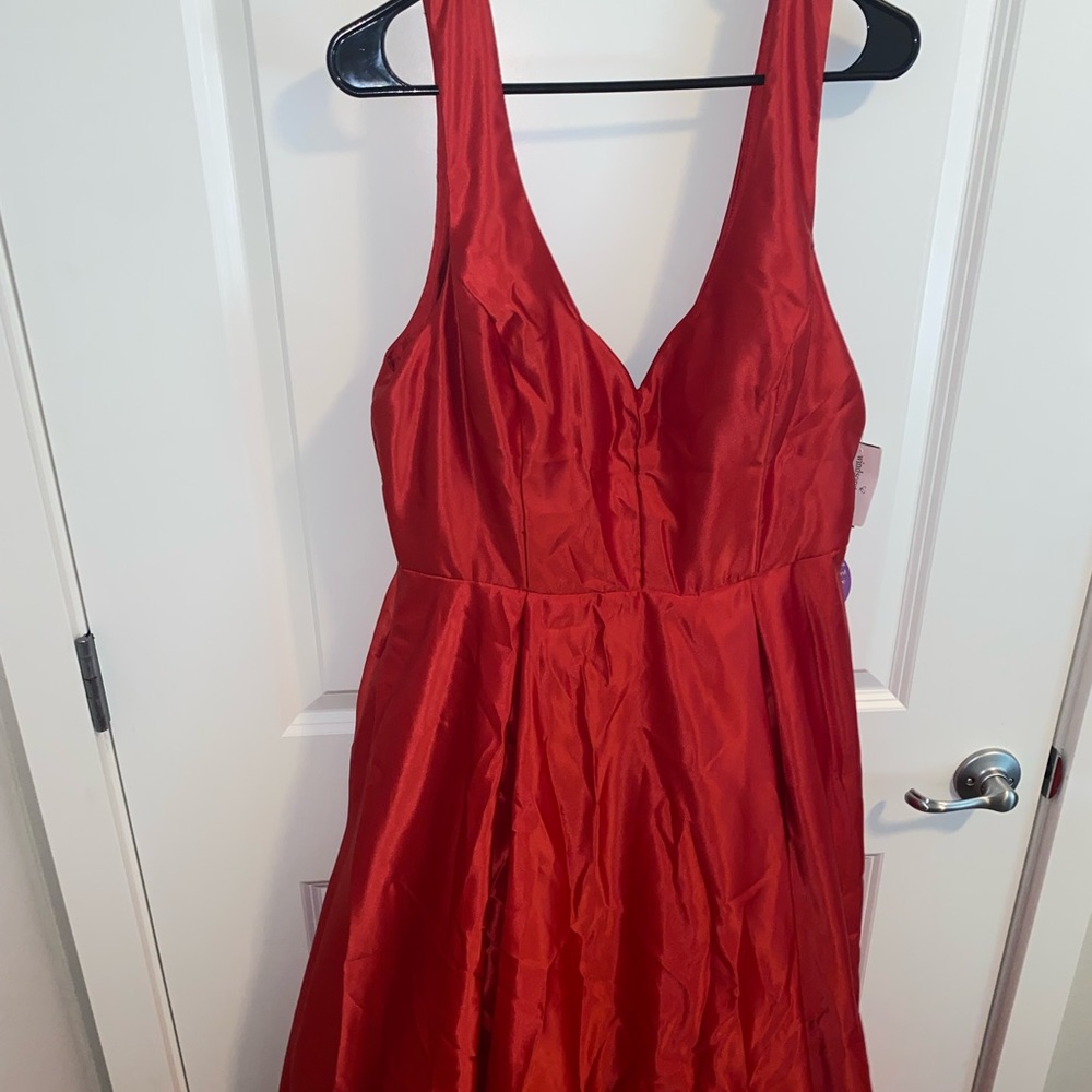 Red Satin Ball Gown